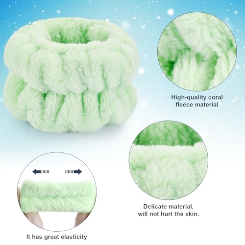 Dorbetar 2 Pcs Wrist Bands for Washing Face, Microfiber Wrist Towels for Washing Face, Spa Wristbands for Washing Face, Face Wash Wristbands, Arm Bands for Washing Face for Woman and Children - color: A-Green, size: 2 Count (Pack of 1)