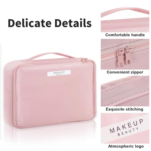 Queboom Travel Makeup Bag Cosmetic Bag Toiletry Bag for Women & Men - color: Pink-3pcs