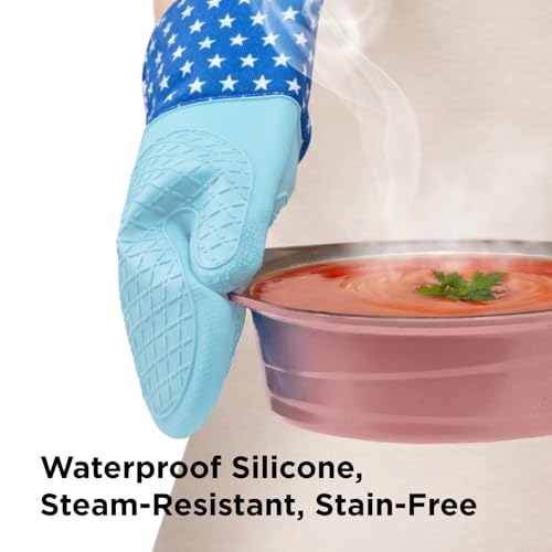 Kitchen Mama UltraShield Silicone Oven Mitts, USA Flag - color: American Flag