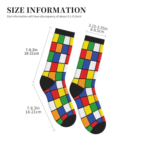 Crew Athletic Socks Funny Crazy Casual Sports Novelty Dress Socks for Women Men Running Hiking - color: Colorful Cube
