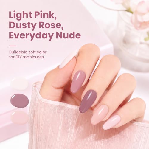 Beetles Nude Pink Gel Polish Set 6 Colors Fall Gel Nail Polish Set - color: A - Creme | Cozy Palette