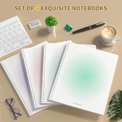 Oucaru A4 Spiral Notebook 4 Pack College Ruled Cute Pastel Notebooks - color: 4 Pack 4 Colors, size: 8.5" x 11"