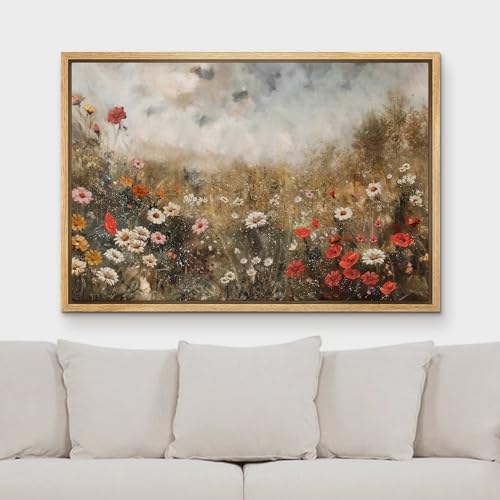 MUDECOR Framed Canvas Print Wall Art Vintage Pastoral Landscape with a Path Rustic Countryside Illustrations Fine Art Decorative Zen Multicolor Country/Farmhouse Retro for Bedroom - 24"x36" Natural - color: A03-2404-irs13, size: 36"L x 24"W
