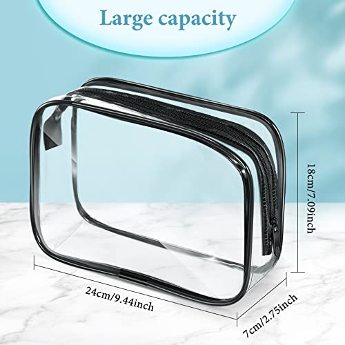 Weewooday 12 Pcs Clear Cosmetic Bags PVC Zipper,Large,Black - color: Black, size: Large