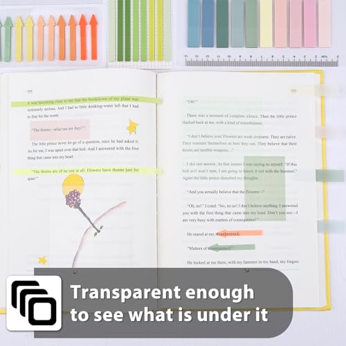 1060 Sheets Transparent Sticky Notes, Book Annotation Tab(Morandi) - color: Morandi