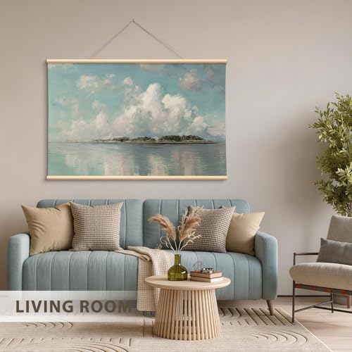VIYYIEA Extra Large Blue Sky Clouds Canvas Wall Art, Impressionist, 36x54in - color: Cloud Landscape Scroll