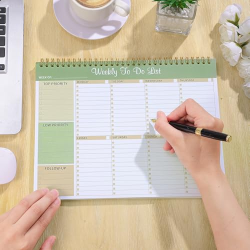 Thboxes Weekly To Do List Notepad, 8.5"x11" Desk Planner 52 Sheets, Green - color: Light Green Weekly To Do List