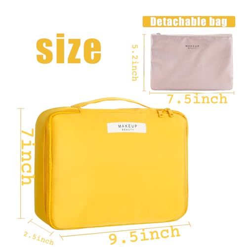 Queboom Travel Makeup Bag Cosmetic Bag Toiletry Bag for Women & Men, Yellow - color: Yellow-1pcs