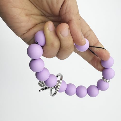 Unpafcxddyig Silicone Bead Keychain Bracelet Wristlet Key Ring - color: Purple