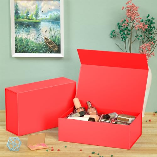RYDDOY Red Gift Box, 12x6x4'' Gift Boxes with Lids for Presents - color: Red, size: 12 x 6 x 4 Inch