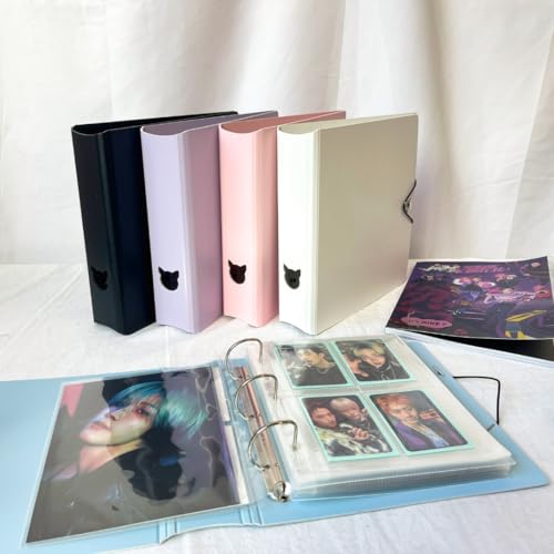 MEOWCAFE K-Keep A5 Wide Binder, 1.5 Inch, Compact Kpop Photocard With 25 A5 Slim 4 Pocket Page and 2 Backboards, Comprehensive Beginner (Minimal White) - color: Minimal White