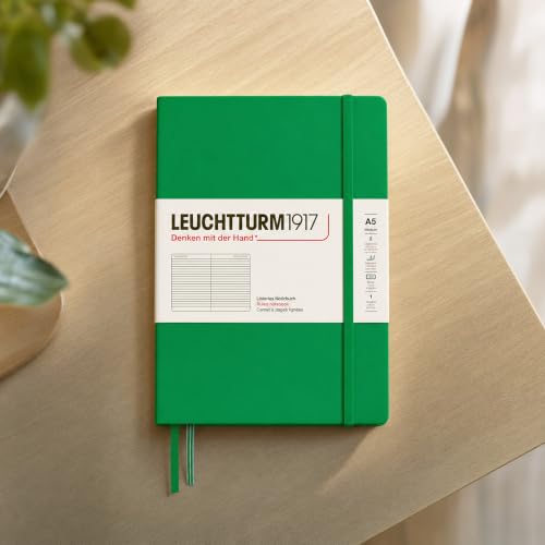 LEUCHTTURM1917 - Notebook Hardcover Medium A5-251 Numbered Pages for Writing and Journaling - Thinking Ahead (Ruled Paper, Spring Leaf) - color: Spring Leaf, style: Ruled