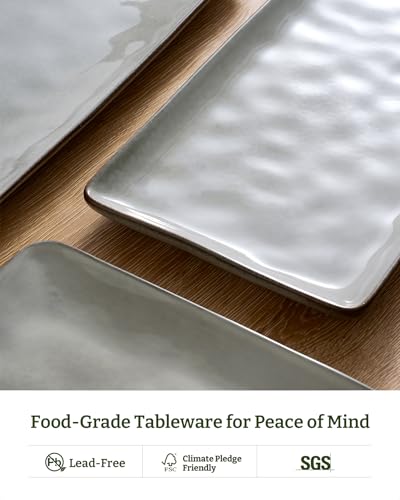 Famiware Serving Platters Set of 3 Sizes - Rectangular, Grey - color: Gray