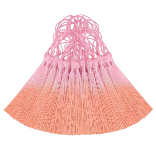 50Pcs 5 Inch Bulk Bookmark Tassel Kit for Graduation, Keychain(Pink Orange) - color: Pink&orange