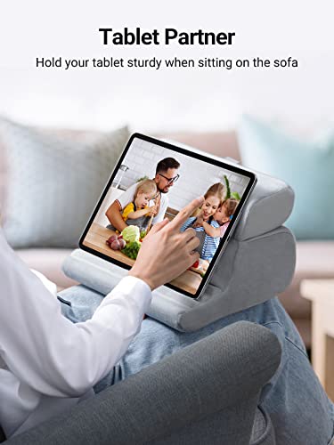 UGREEN Tablet Pillow Stand for Lap Soft Holder Bed with 3 Viewing Angles Adjustable Home Office Accessories Compatible with iPad Pro 13 12 11 10.5 Air Mini 5 4 3 2 Phone 16 15 14 E-Reader Grey - color: Grey