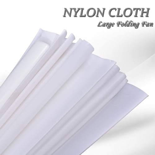Chinese Hand Fan - Folding Fan with Nylon Cloth, 13 inch (White) - color: White