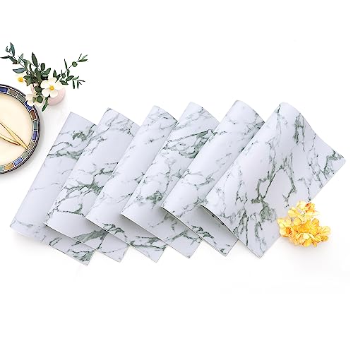 Homaxy PU Faux Leather Placemats for Dining Table, Set of 6, Marble - color: Marble