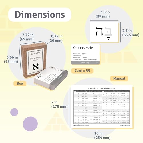 CARDDIA | Biblical Hebrew Alphabet Educational Flashcards | Includes Consonants, Vowels, Dagesh, and Final Forms
