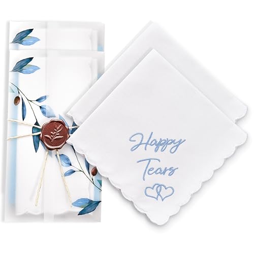 Happy Tears Wedding Handkerchief Something Blue Gift for Bride - color: Happy Tears X 2 (Blue)