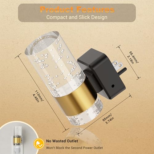 JandCase Night Light, Night Lights Plug into Wall, Dimmable LED Night Light - color: Gold-5000K, size: 1 Pack