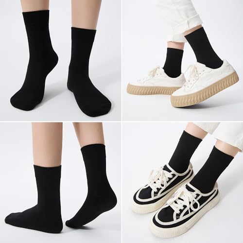 ATBITER Women Thin Cotton Crew Socks,Ankle Bootie Casual Dress Socks 6Pairs - color: 10 Pairs 10black, size: 9-11