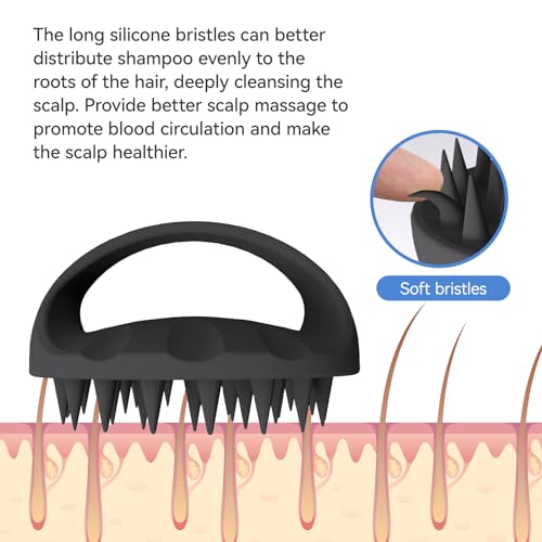 38 Finger Enlarged Scalp Massager Hair Growth,Head Massager,Silicone Scalp Brush Shampoo Brush for Hair Care,Scalp Scrubber,Hair Brush Wet Dry Comb,Scalp Exfoliator for Men Women Pets (Black)