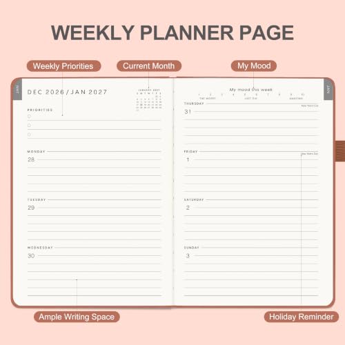 &And Per Se 2027 Planner, 12-Month Monthly & Weekly, 2027 Calendar Planner with 100gsm Paper, A5 Hardcover Faux Leather, 5.7" x 8" (Terracotta) - color: Terracotta, size: 5.7" x 8"(Jan 2027-Dec 2027)