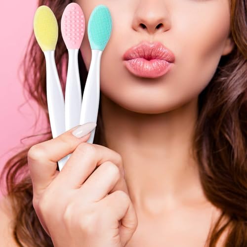 Double-Sided Silicone Facial Cleansing Brush – Exfoliating Blackhead Remover Tool for Deep Pore Cleaning and Gentle Skin Massage(Green) - color: Green