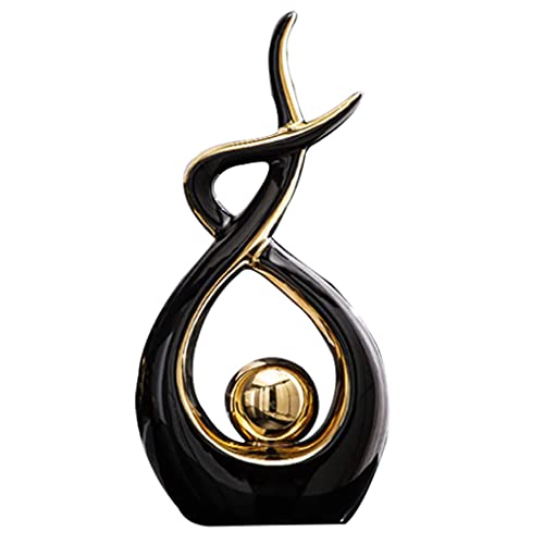 Norrclp Home Decor Modern Abstract Art Ceramic Statue Table Decor (Large) - color: Black and Gold, size: Large