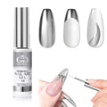 Silver Metallic Gel Liner Nail Polish 3D Mirror Chrome Gel French Tips - color: Sliver