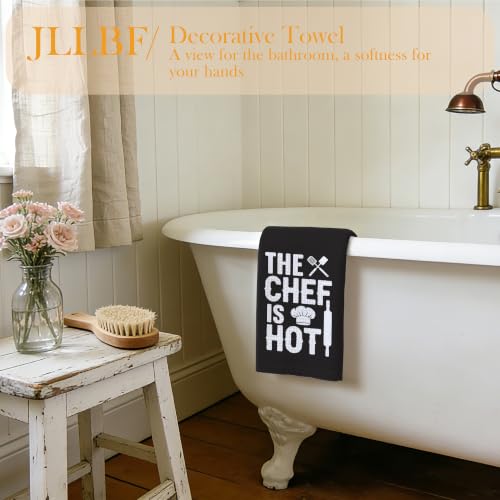 Funny Chef Kitchen Hand Towels 16x24 Inch, Cooking Gifts for Women Men, the Chef is Hot Decorative Hand Towels for Kitchen Dining Room, Housewarming Gifts - color: Is Hot