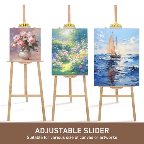 Smiley Wooden Easel for Painting, Wedding Signs & Display, Adjustable - color: Primary Colour
