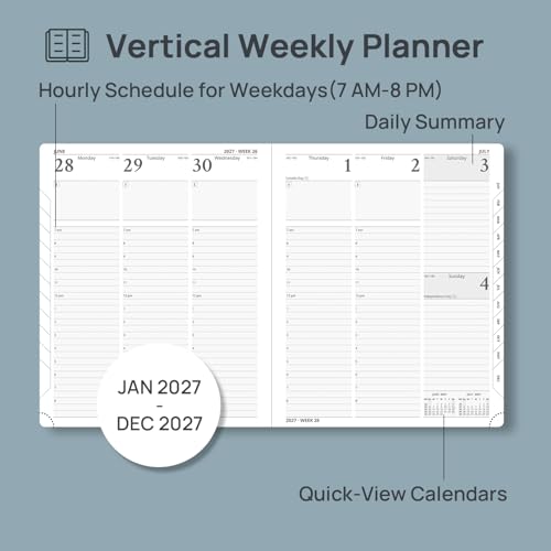 POPRUN 2027 Planner, Large-8.5" x 10.5", Weekly & Monthly Appointment Book - color: Pacific Green, size: Large-8.5" x 10.5", style: Calendar Year 2027
