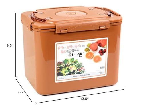 E-Jen Premium Kimchi, Sauerkraut Container Probiotic Fermentation with Inner Vacuum Lid (Earthenware Brown, 4.4 gal/ 17L) - color: Earthenware Brown, size: 4.4 gal