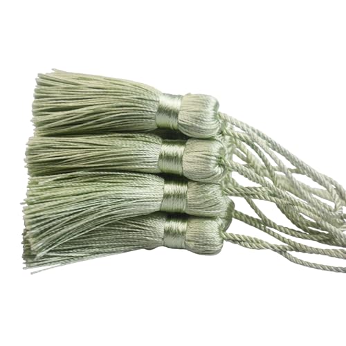 20Pcs 4.3 Inch Silky Mini Craft Tassels for Earrings, Souvenir(Grass Green) - color: Grass Green