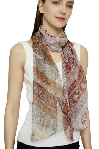 PANTONIGHT Long Chiffon Sheer Scarf Gradient Shaded Colors Lightweight Scarf For Womens - color: Brown 722