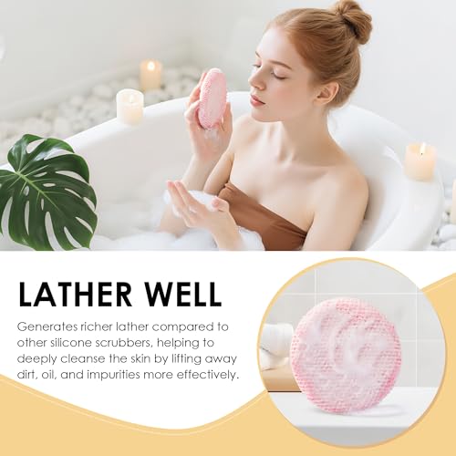 Hygienic Body Cleansing Scrubber with Exfoliating Net Sponge Case, Pink - color: (Set4) Pinkset