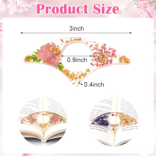 Book Page Holder, 2 PCS Thumb Book Page Holder Dried Flower Resin Page Holders for Reading Flower Bookmark Reading Gifts Accessories for Readers Books Lovers Students Teachers Bookworm Bookmarks