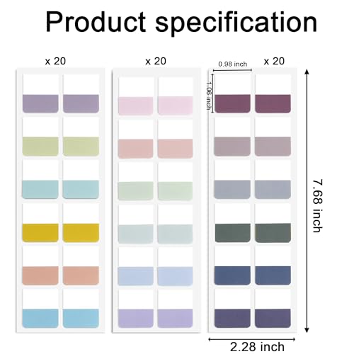 Potanro Sticky Tabs 720pcs Color Tabs for Notebooks 1 Inch Book Tabs - size: Medium