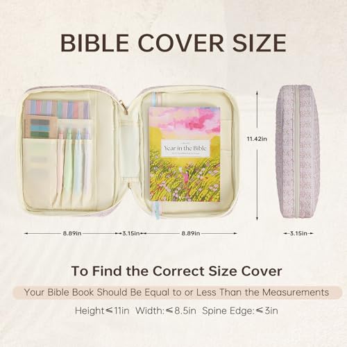 Bible Cover Case for Women Large Bible Cover Bag Quilted Bible Carrying Case for Girls Bible Study Supplies Accessories Christian Gifts for Women (Pink Floral, Large) - color: Pink Floral