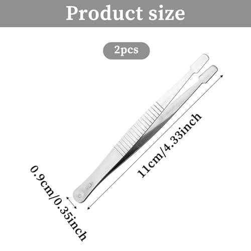 JJUNW 2 Pcs Stamp Collecting Supplies, Hot Stamp Tool Tweezers for Crafting, Stainless Steel Flat Wide Sticker Tweezers for Journaling Scrapbooking Stamping Supplies Model Building, Jewelry Craft