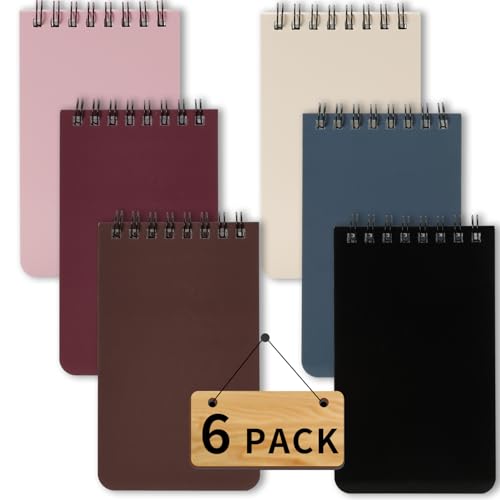 QiCheng 6pcs Pocket Notebook Mini Notepad Small Spiral Notebooks 3X5Inch - size: 6-dark colour
