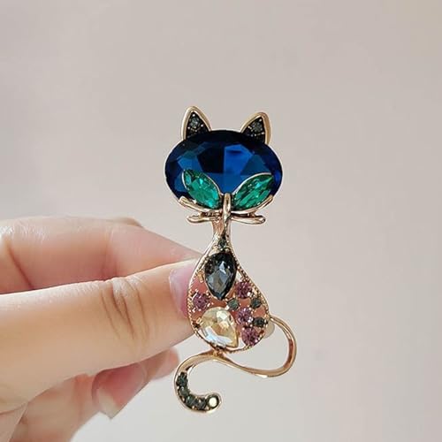 Elegant Silver Cat Brooches & Pins for Women - Fashionable Korean Style Electroplated Diamond-Set Accessories, Cute Lapel Pin for Coats & Bags