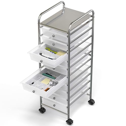Simple Houseware Drawer Organizer Tray, 9 Adjustable Compartments, White - color: White, size: 1 Pack