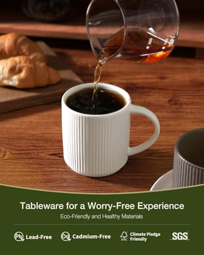 famiware Coffee Mug Set of 8, Star 12 oz Ceramic Mugs Cups Set with Handle - color: Star-Matte White, size: 8 Count (Pack of 1)
