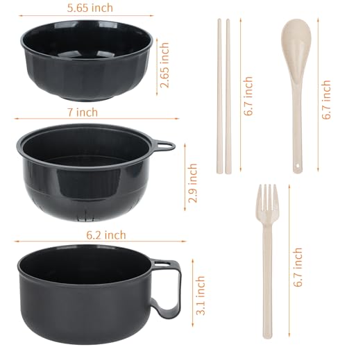 2 Pack Ramen Bowl, Portable Ramen Cooker, Instant Ramen Noodle Bowls College Dorm Room Apartment Essentials (Black Black) - color: Black Black