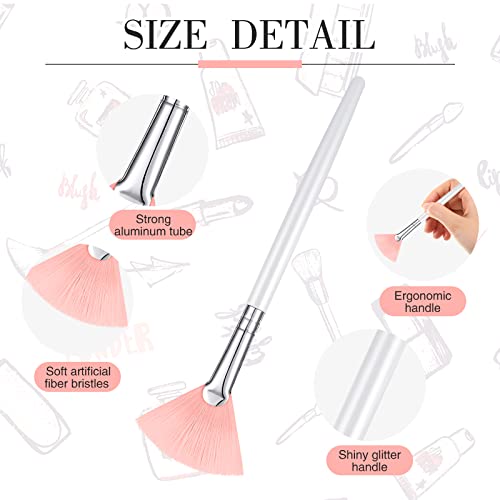 Maitys 9 Pieces Facial Fan Mask Brushes, Champagne, Pink, White - color: Pink, White