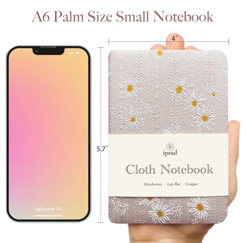 Cute Journal, A6 Notebook, 4x6, Pocket Sketchbook, Travel Journal for Women, Thick Notebook, Diary for Girls, Daisy Flower, Pink - color: A6-Cute Daisy Pink