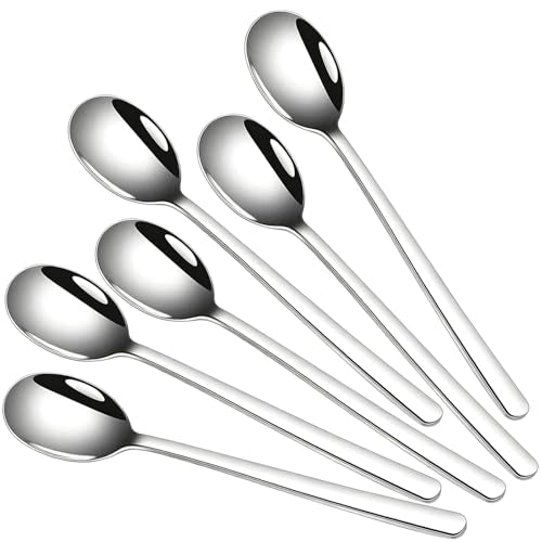 Set of 6 Teaspoons, 6.6 Inch Korean Metal Tea Spoons,Dishwasher Safe Stainless Steel Small Spoon for Dessert,Cake,Yogurt,Pudding (6.6inch) - size: 6.6inch