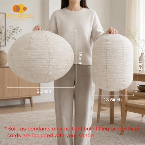 Paper Lantern Alternative Hanging Lamp Shade, 2PCS Oval 20 INCH